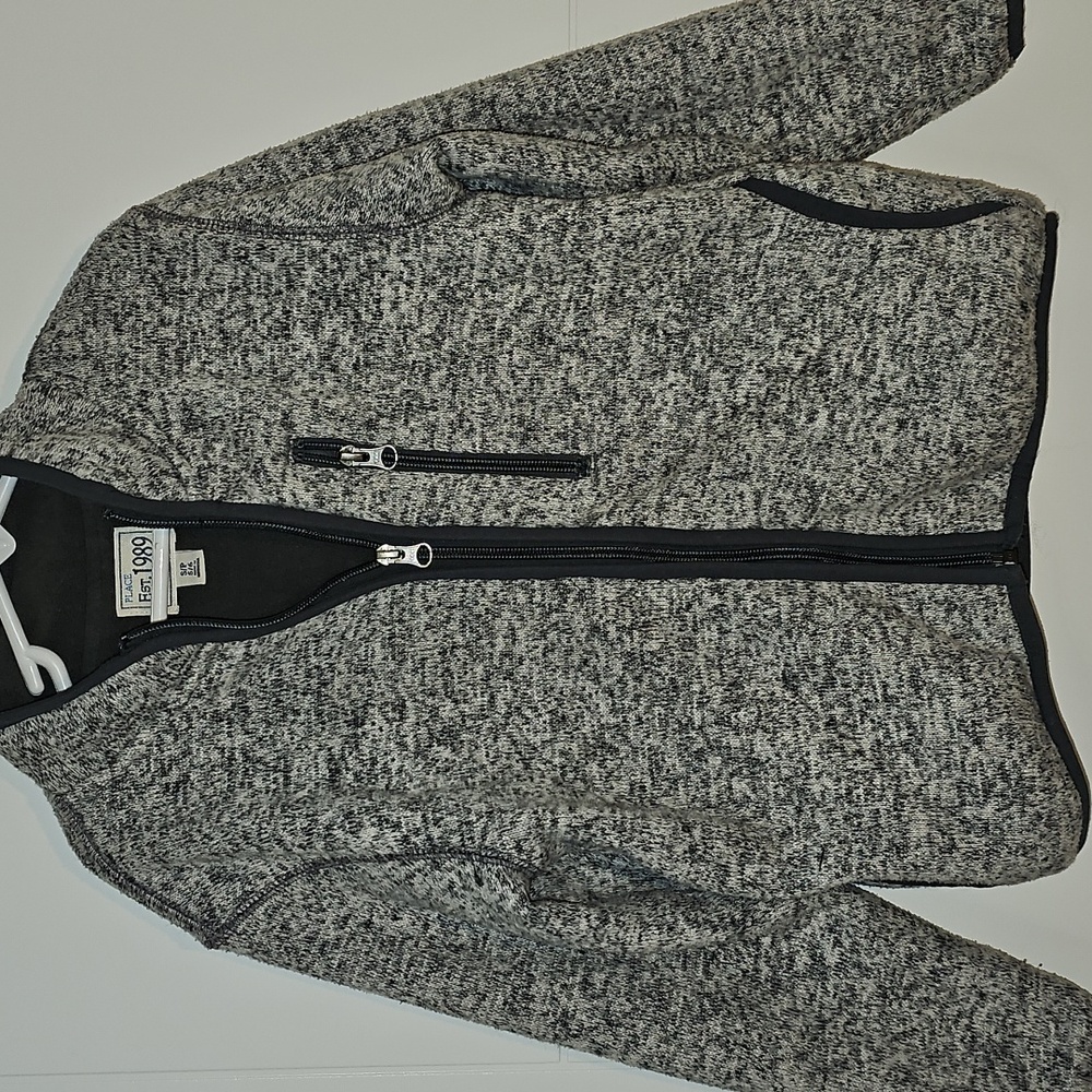 Children's Place Gray White Heather Fleece Jacket Sweatshirt Boys S 5/6